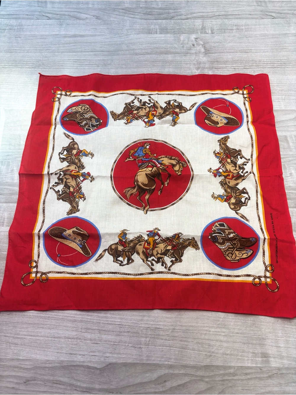 Vintage Red and White Western Cowboy Bandana Scarf